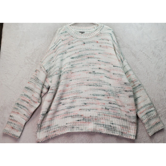 Torrid Sweater Womens Size 3 White Multi Space Dye Acrylic Long Sleeve Crew Neck - Picture 1 of 9